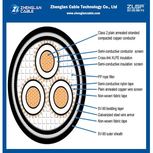 6.35/11kV Power Cable Aluminum / Copper XLPE Insulate Underground Steel Wire Armoured Cable Standard AS/NZS 1429.1