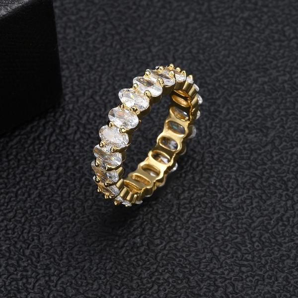 Anillo de acero inoxidable dorado con circonita y cobre para mujer, anillos de compromiso