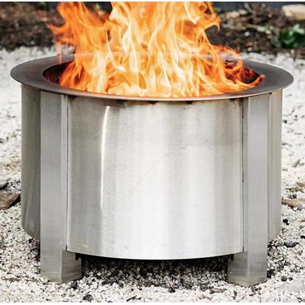 304 14 Inch Stainless Steel Outdoor Smokeless Fire Pit 19.5 Inch Portable Bonfire