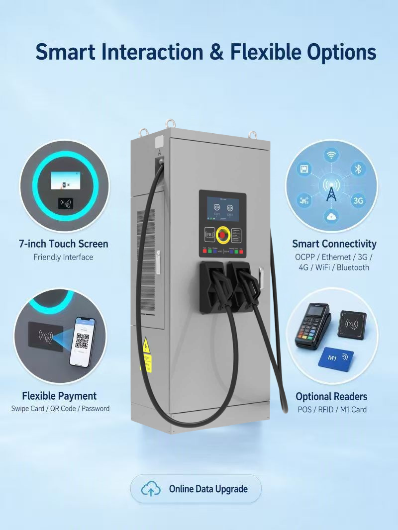 EU‑Standard DC Charger with High‑Strength PC Panel, Outdoor Commercial Fast Charger for Multi‑Scenario Application