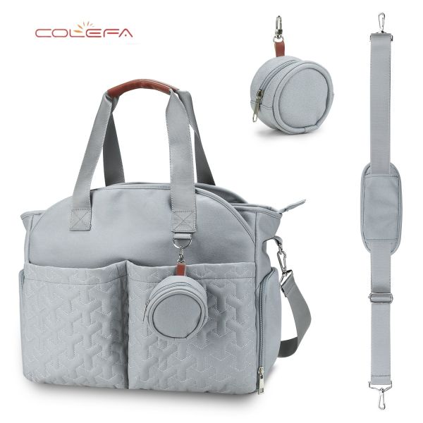 Customizable LOGO Single-Shoulder Tote Mom Bag with Pacifier Pouch Large-Capacity Multi-Functional Maternity Travel Bag for Moms
