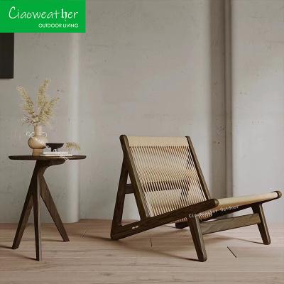 Outdoor Waterproof Teak Frame Villa Patio Furniture Modern Eco-friendly Solid Wood Rope Chair Set for Garden Sofa