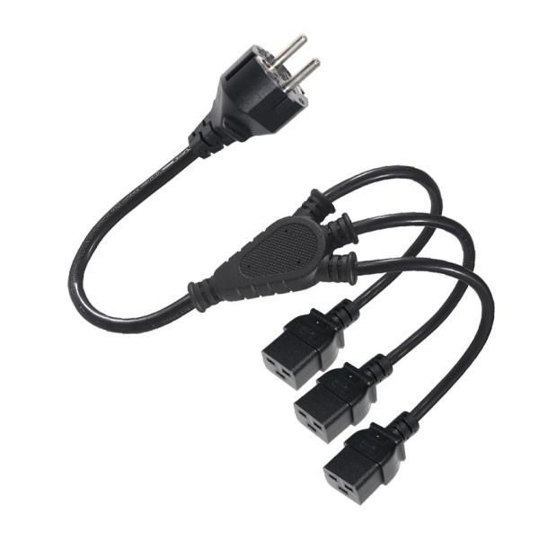 Extension Schuko Plug To 3X C19 Female Socket 16A Eu Power Cord With Approved (Extenção Schuko Plug To 3X C19 Female Socket 16A Eu Power Cord With Approved)