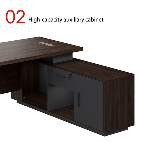 Executive Computer Desk Storage Cabinet Modern Wooden Panel Design Durable Eco-Friendly Construction Assembly Required