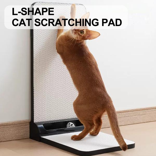 Cat Scratch Board Corrugated Paper Material L-Shaped Single-Sided Track Cat Scratching Board(White) Wear-resistant