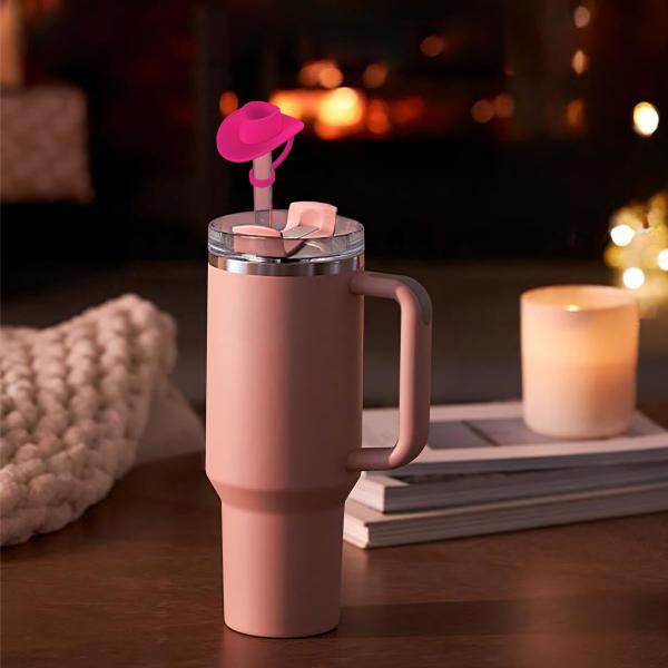 Toppers de paja de flores de silicona Reutilizables cubiertas y tapas para 9-10mm Las pajitas se ajustan Stanley 30 & 40oz Stambler Stanley Cap tapa