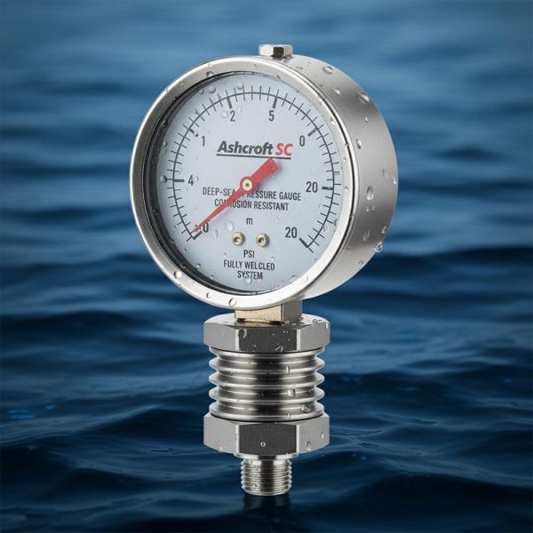Fully Welded Deep Sea Pressure Gauge For Underwater Environments 15 Psi - 20000 Psi