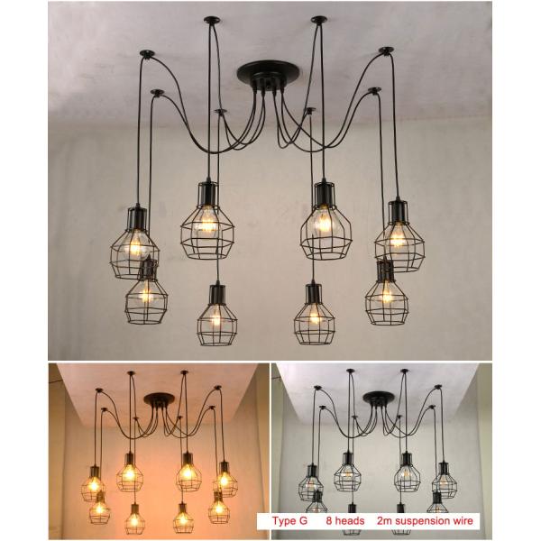 Retro Loft Industrial Chandelier Adjustable E27 Multi Head Lamps Restaurant metal lamp(WH-VP-225）