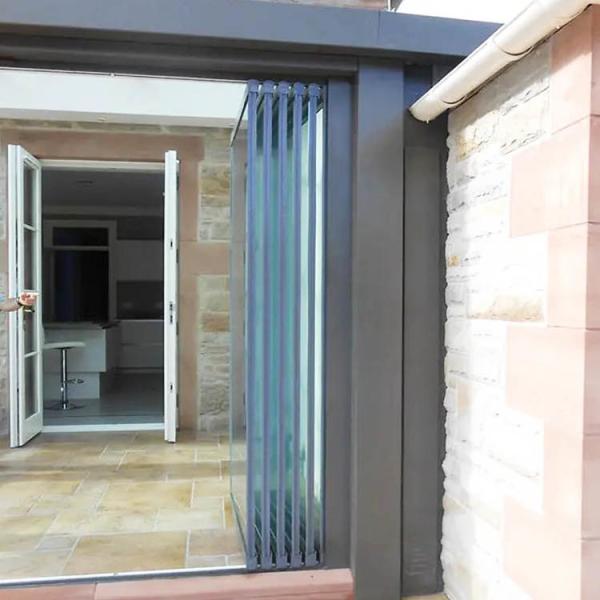 Aluminium Sliding Bi Fold Transparent Tempered Glass Doors For Partition Balcony