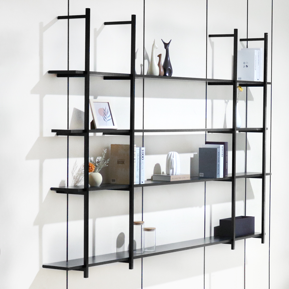 Modern Wall Mounted Book Storage Shelf Display Living Room Live Edge Shelf Unit