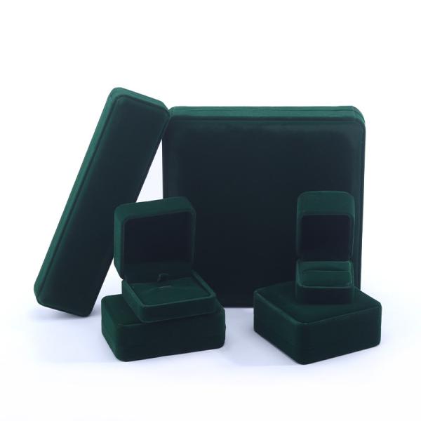 hign quality velvet Jewellery Box handmade square Dark green Velvet Jewelry Box for Necklace Bracelet Ring