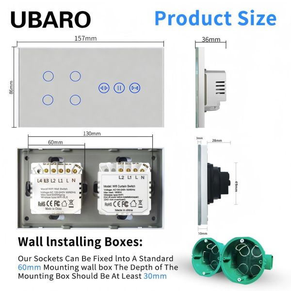 EU Standard Wi-Fi Smart Home Switch and Curtain Controller with Timer Function  Compliance for Seamless Automation