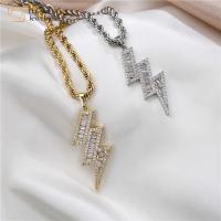 Diamond Zircon Lightning Bolt Necklace, bijoux de Hip Hop de collier d'acier inoxydable de torsion