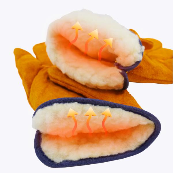 Guantes amarillos de barbacoa resistentes al calor y antideslizantes Guantes de trabajo de piel de vaca