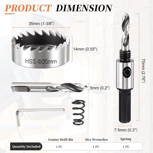 35mm Hss Bi Metal 64HRC - 66 HRC Hole Saw Hss Durability For 304