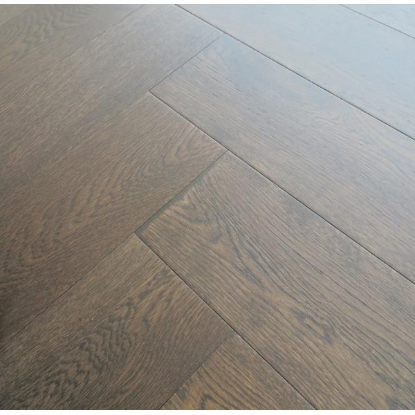 White Oak Fishbone Herringbone Parquet Flooring Dark Stained E19 Color
