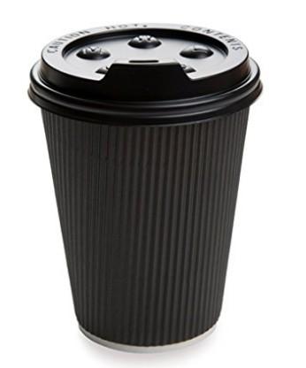 Hot Coffee Ripple Wall Paper Cups 12 Ounce With Food Grade Printing Ink