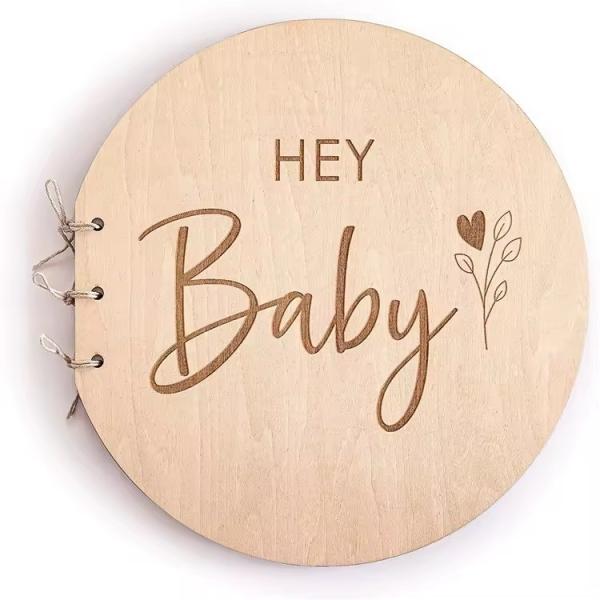 Handcrafted Plywood Baby Shower Souvenir Guestbook  Milestone Wooden Circles