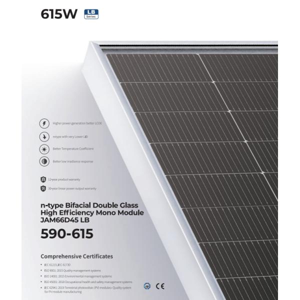 JA Солнечная панель 600W 605W 610W 615W 590W 595W 600 Вт Солнечные панели для хранилища ЕС