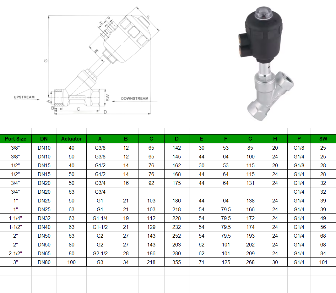 High Temperature Brass Pneumatic Angle Seat Valve Y Type Pneumatic Angle Valve for Textile Food Sterilization Equipment