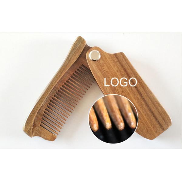 Folding anti-static wood comb 15-20cm green or red logo customized