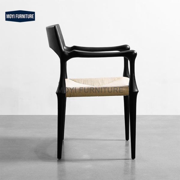 Modern Solid Wood Retro Dining Chair Creative Leisure Designer Rattan Black Relax Conference Armchair Comfortable Design