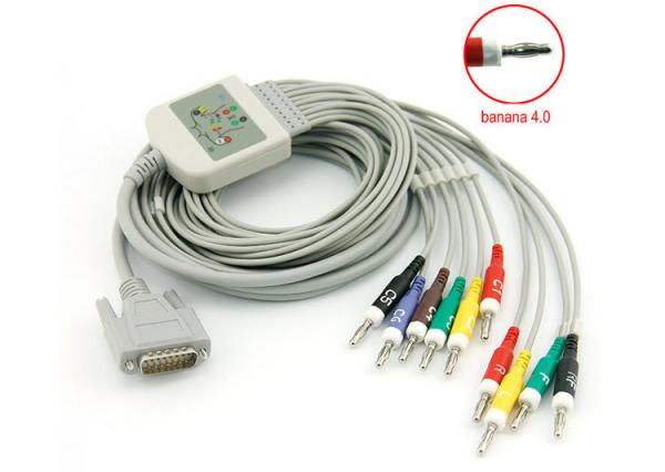 10 padrão da resistência do ohm do cabo 4,7 K de Nihon Kohden Ekg do fim da banana 4,0 dos Leadwires