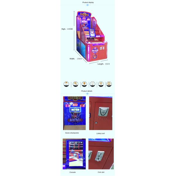 Сумасшедшая крытая монетка обруча стрельбы баскетбола аркады привелась в действие игровой автомат для детей/взрослого