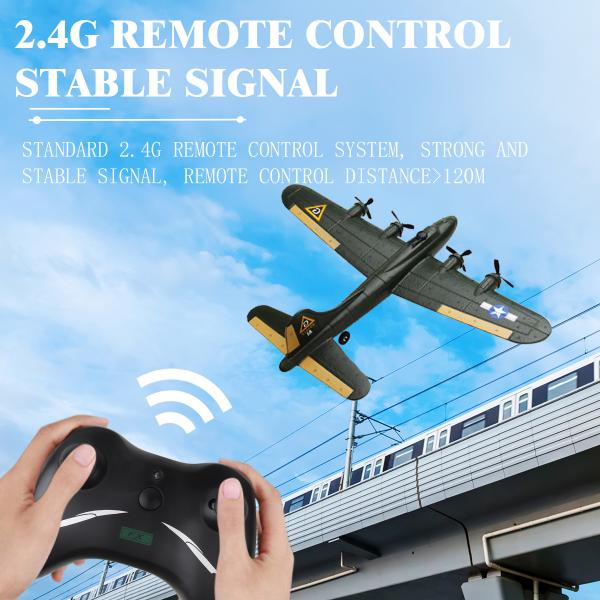 Fx817 Avião de controle remoto B17 Bombardeiro Planador de asa fixa Crianças Modelo de brinquedo Faixa etária de 5 a 7 anos Controle de rádio de 2,4 GHz