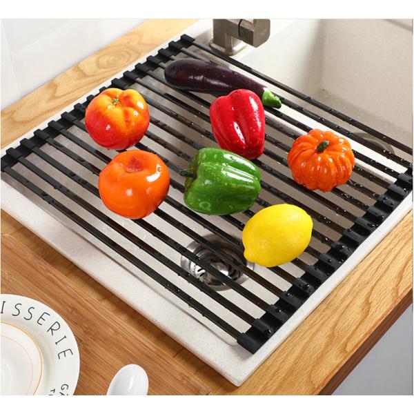 Foldable 0.97KG Steel Kitchen Basket Rack Titanium Square