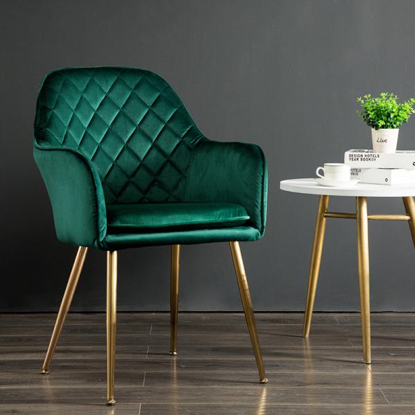 Factory Directly Luxury Design Fabric Modern Pink Velvet Accent Dining Chairs With Golden Legs