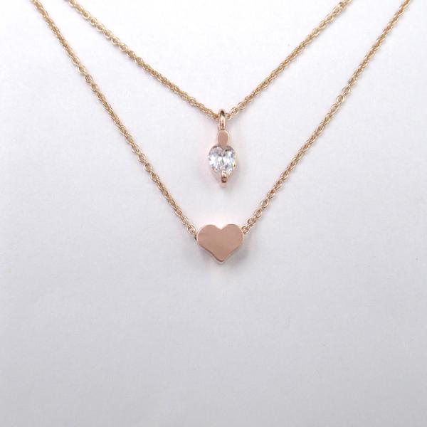 Modern Design 925 Silver Necklace Double Chain With Rose Gold Plating