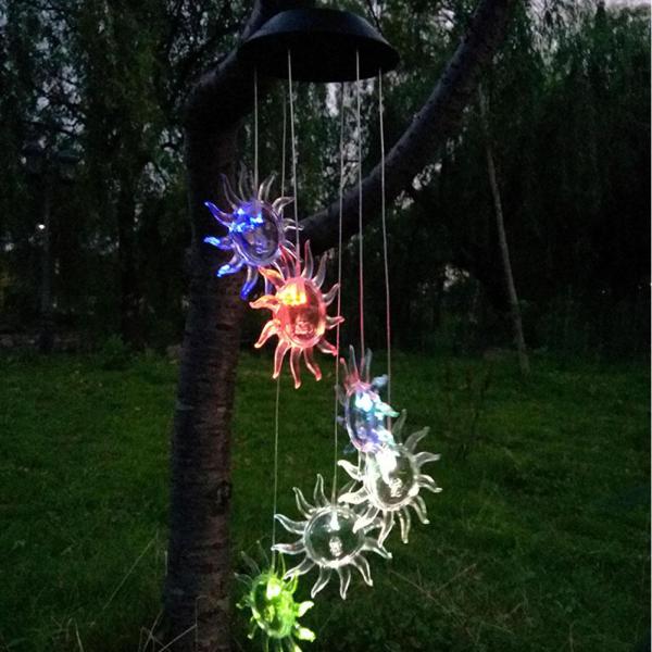 Solar Powered Wind Chime Light LED Color Changing Outdoor Lamp for Garden ABS Material