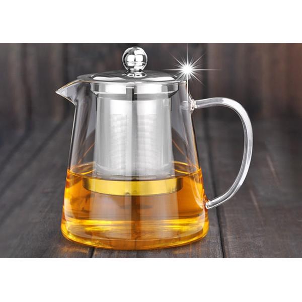 Heat Resistant Clear Glass Teapot with 304 Stainless Steel Strainer Durable