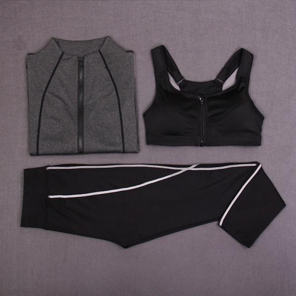 CPG Global High Quality Breathable 3 Pieces Sets Long Sleeves Gym Running Racerback Sports Bra with Yoga Pants T1016