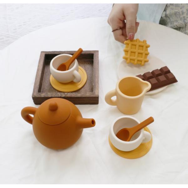 NEW ARRIVALS Kids Children Pretending Home Play Teapot Set Silicone Toys With 11pcs