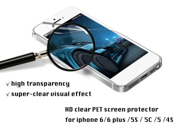 HD clear PET Screen Protector for iPhone , 100% Bubble-free,Anti-oil, high transparency