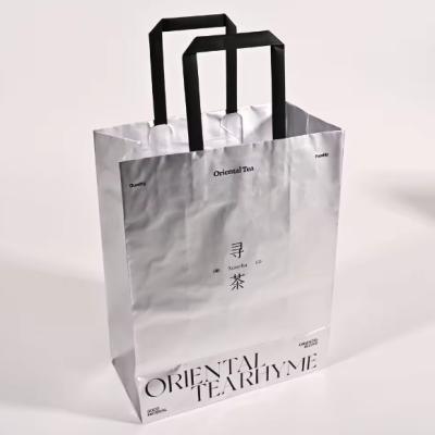 Saco de papel de cor prateada personalizado