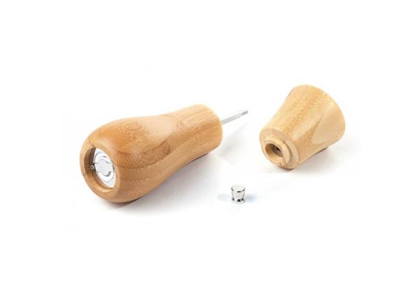 Portable Wooden Salt And Pepper Mills Strong Adjustable Solid Bamboo Grinder