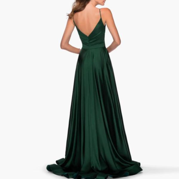 Excellent Sleeveless Royal Blue Satin Long Evening Dress Front Split Slit Spaghetti Straps Sweep Train A-Line Ruffles