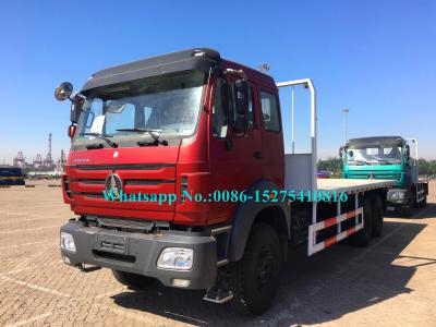O caminhão da cama lisa do recipiente do corta-mato do veículo com rodas de Beiben 6x6 2638PZ 30Ton 380hp10 da cor vermelha adota a tecnologia do Benz de Alemanha