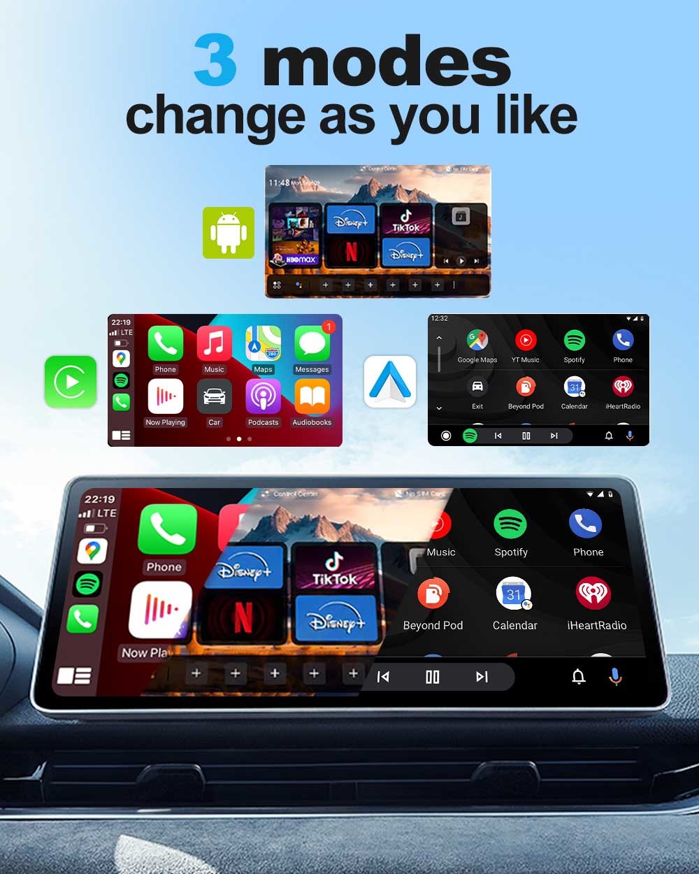 Touchscreen DMS Ai Carplay Android Auto Usb Box Qualcomm QCM6125 4GB+64GB