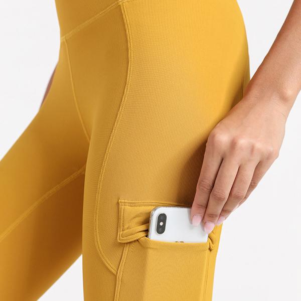 220gsm Ribbed Yoga Leggings With Side Tooling Pocket High Waist Squat Proof
