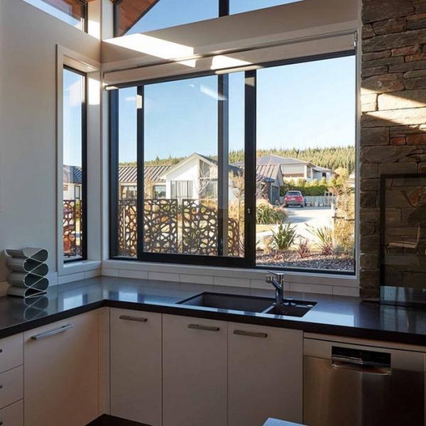 Customized Gray Double Glazed Glass Impact Aluminum Sliding Windows and Doors with Security Bars