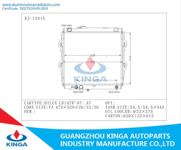 Silver Car Radiator For Toyota HILUX PICKUP AT PA 26 / 32 / 36