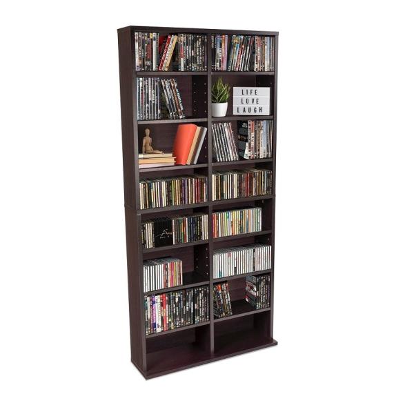 Customized 12 Adjustable Shelves And 4 Fixed Shelves Media Cabinet In Pine Wood