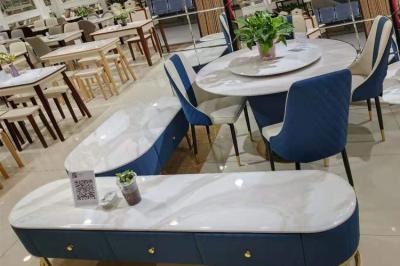 Rust Resistant Natural Marble Coffee Table With Gold Plated Iron Tube Keel