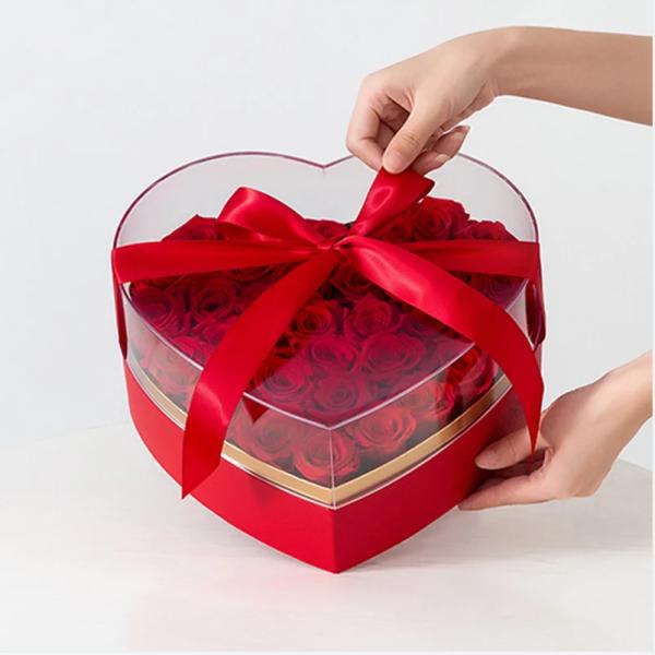 Valentine's Day Customized Rose Box with Logo and Ribbon Printing in Different Shapes