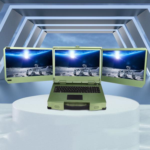 17.3 inch Triple screen military rugged laptop computer core i7 12700T with Nvidia T1000 video card  workstation