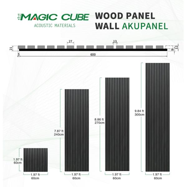Wood Felt Wall Cladding Slat Acoustic Panel 3 Side Interior Acoustic Slat Wall Panel